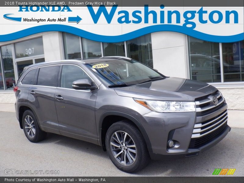 Predawn Gray Mica / Black 2018 Toyota Highlander XLE AWD