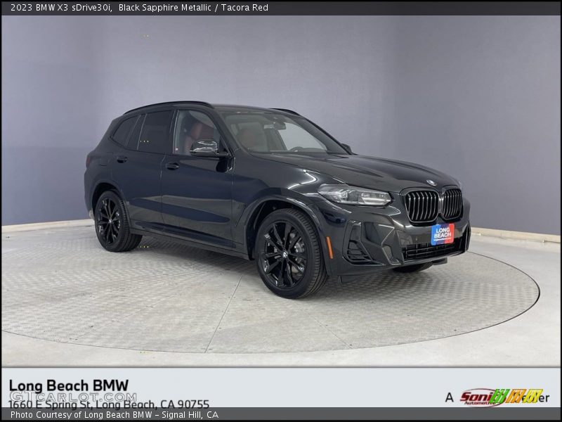 Black Sapphire Metallic / Tacora Red 2023 BMW X3 sDrive30i
