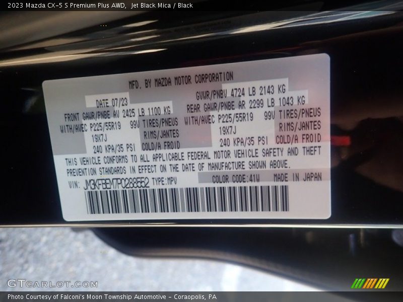 Jet Black Mica / Black 2023 Mazda CX-5 S Premium Plus AWD