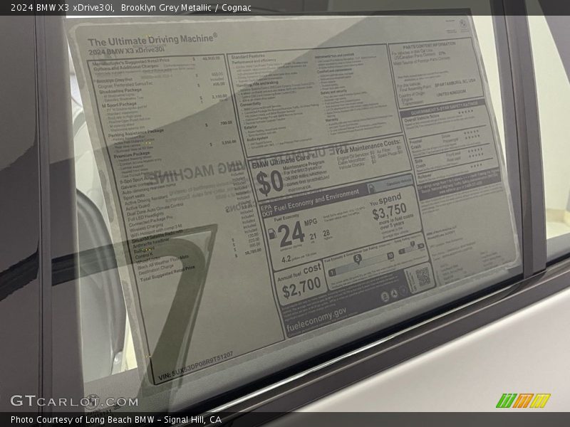  2024 X3 xDrive30i Window Sticker