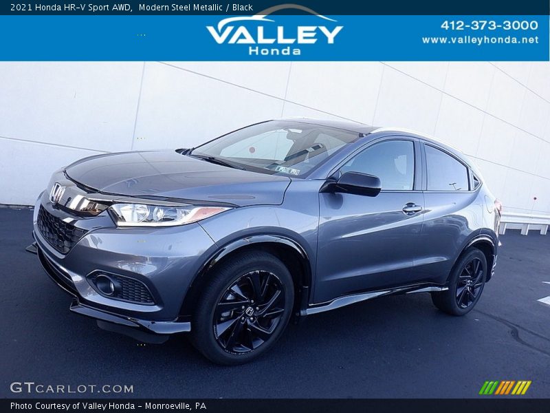 Modern Steel Metallic / Black 2021 Honda HR-V Sport AWD