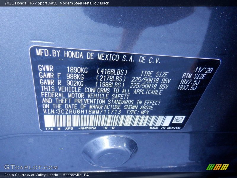 Modern Steel Metallic / Black 2021 Honda HR-V Sport AWD