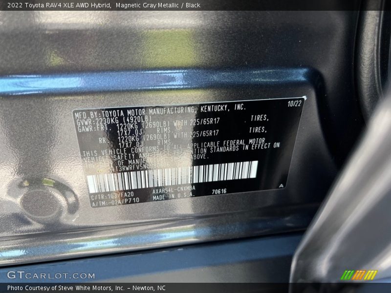 2022 RAV4 XLE AWD Hybrid Magnetic Gray Metallic Color Code 1G3