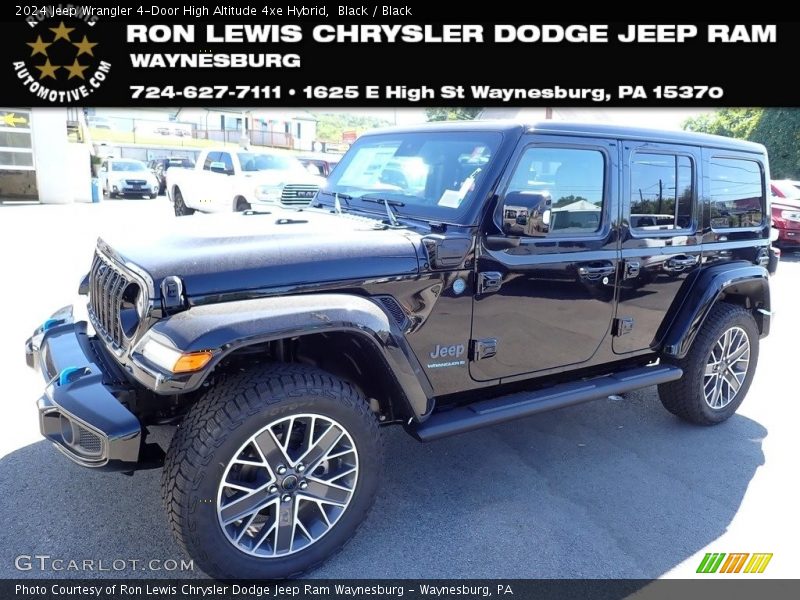Black / Black 2024 Jeep Wrangler 4-Door High Altitude 4xe Hybrid