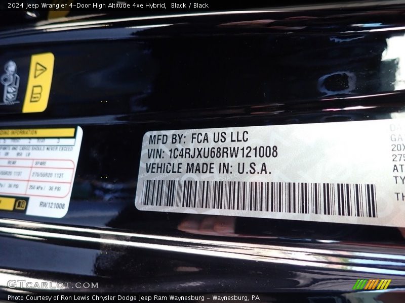 Black / Black 2024 Jeep Wrangler 4-Door High Altitude 4xe Hybrid