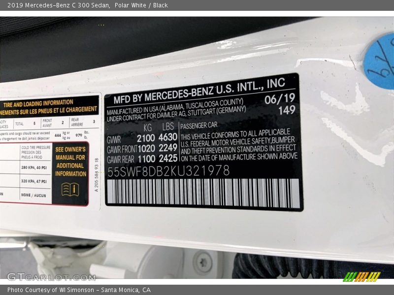 Polar White / Black 2019 Mercedes-Benz C 300 Sedan