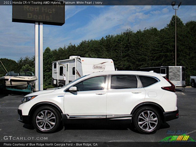 Platinum White Pearl / Ivory 2021 Honda CR-V Touring AWD Hybrid