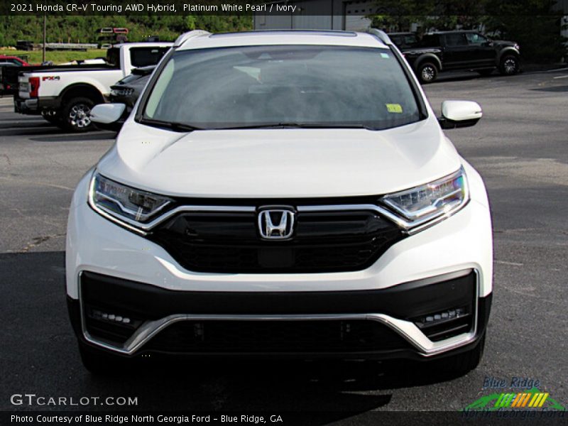 Platinum White Pearl / Ivory 2021 Honda CR-V Touring AWD Hybrid
