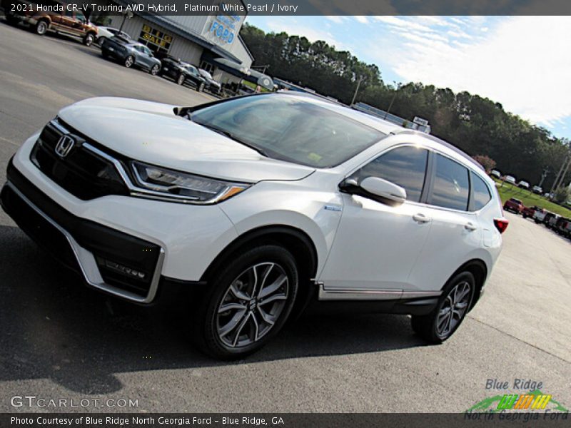 Platinum White Pearl / Ivory 2021 Honda CR-V Touring AWD Hybrid