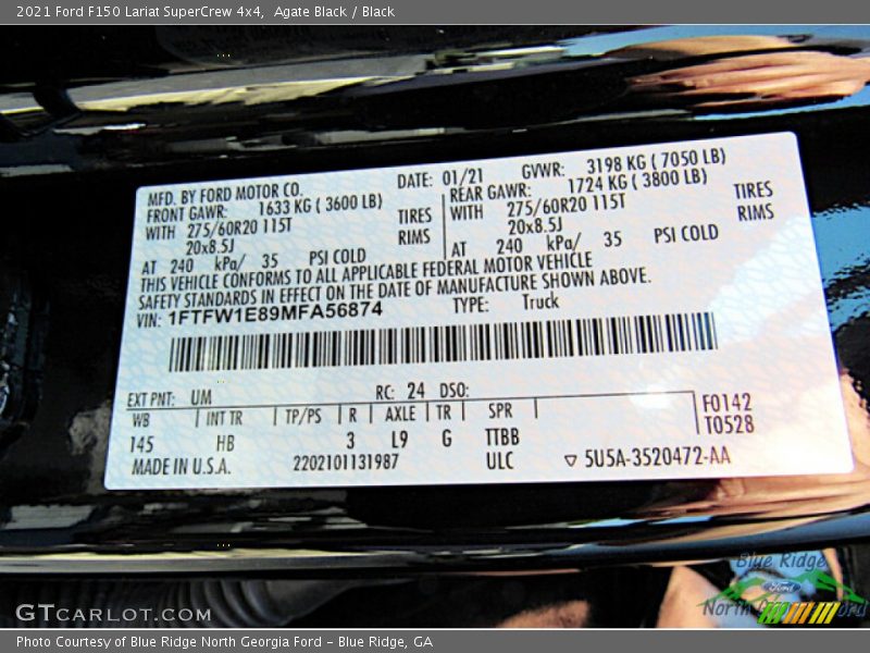 Agate Black / Black 2021 Ford F150 Lariat SuperCrew 4x4