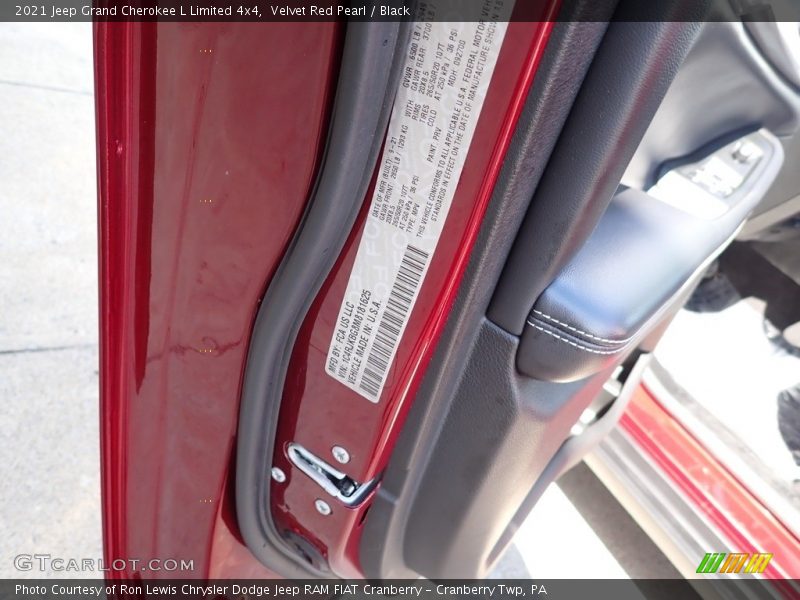 2021 Grand Cherokee L Limited 4x4 Velvet Red Pearl Color Code PRV
