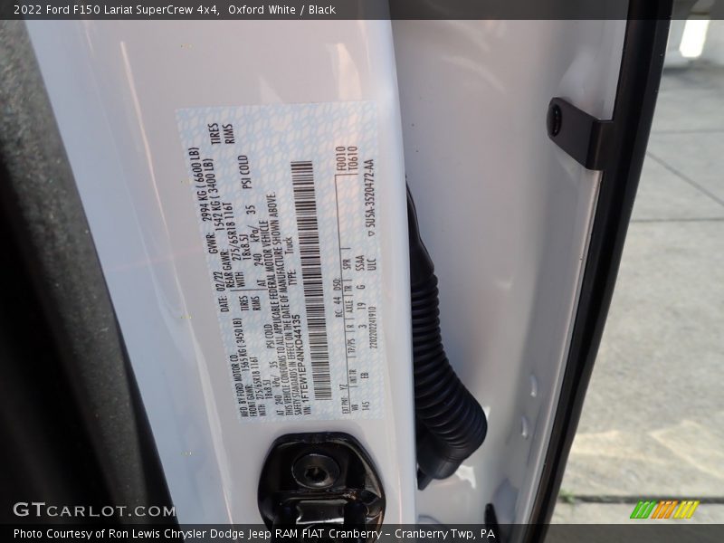 Oxford White / Black 2022 Ford F150 Lariat SuperCrew 4x4