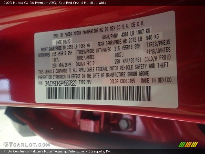 2023 CX-30 Premium AWD Soul Red Crystal Metallic Color Code 46V