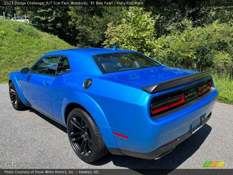 B5 Blue Pearl / Ruby Red/Black 2023 Dodge Challenger R/T Scat Pack Widebody