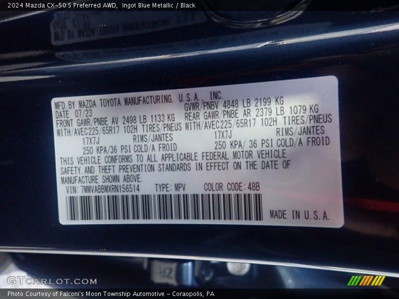 2024 CX-50 S Preferred AWD Ingot Blue Metallic Color Code 48B