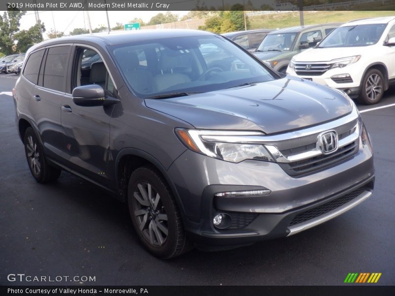 Modern Steel Metallic / Gray 2019 Honda Pilot EX AWD