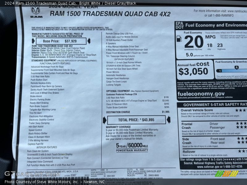  2024 1500 Tradesman Quad Cab Window Sticker