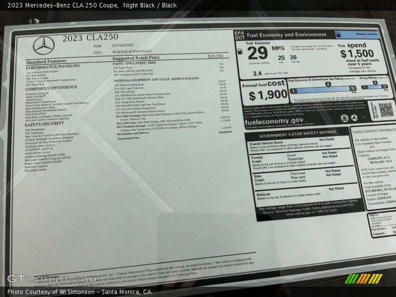 Night Black / Black 2023 Mercedes-Benz CLA 250 Coupe