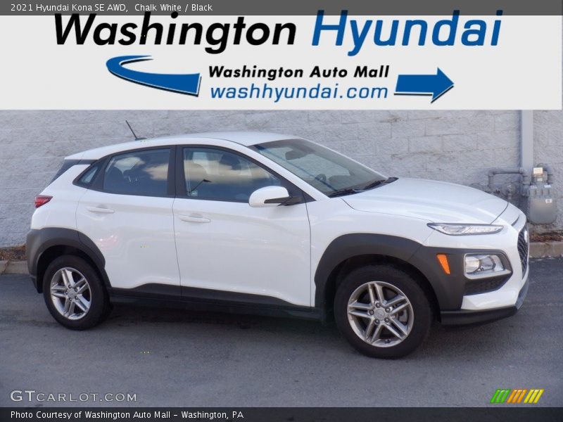 Chalk White / Black 2021 Hyundai Kona SE AWD