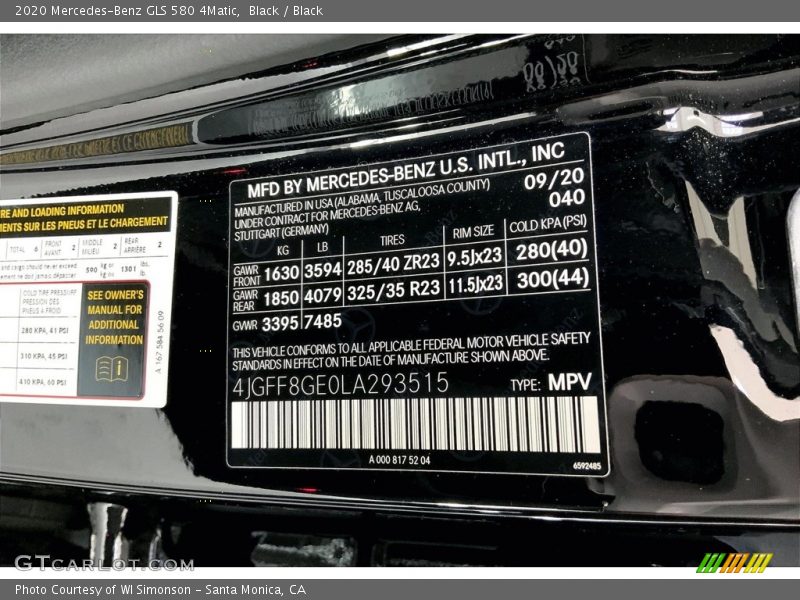 Black / Black 2020 Mercedes-Benz GLS 580 4Matic