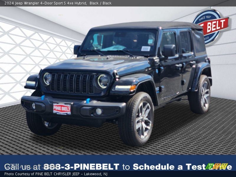 Black / Black 2024 Jeep Wrangler 4-Door Sport S 4xe Hybrid