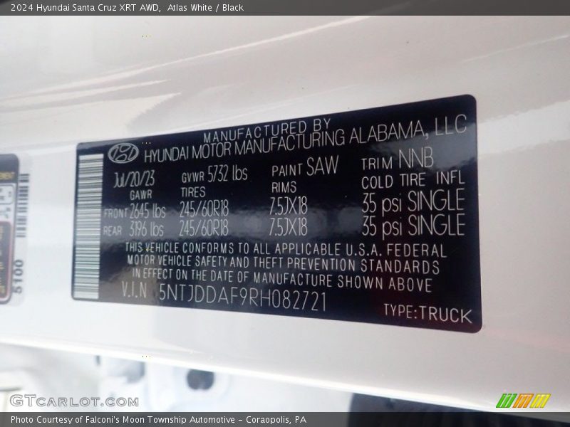 2024 Santa Cruz XRT AWD Atlas White Color Code SAW