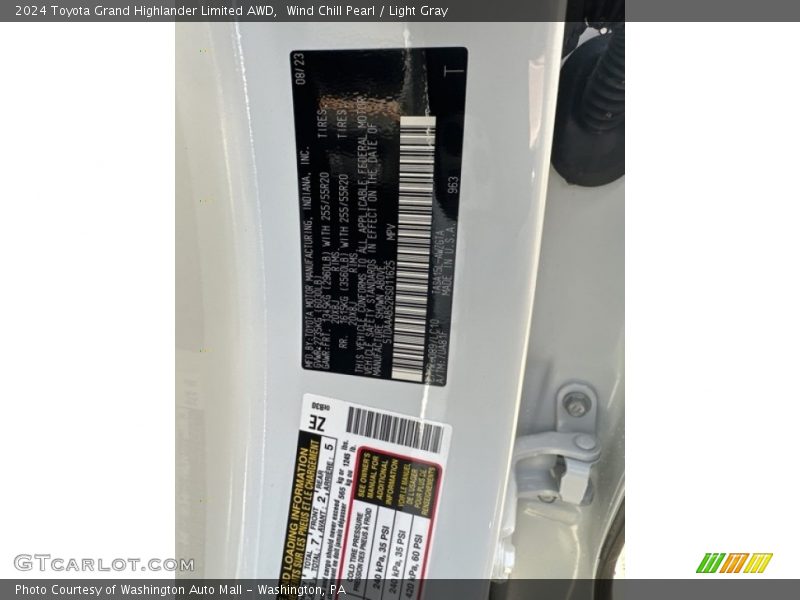 2024 Grand Highlander Limited AWD Wind Chill Pearl Color Code 089