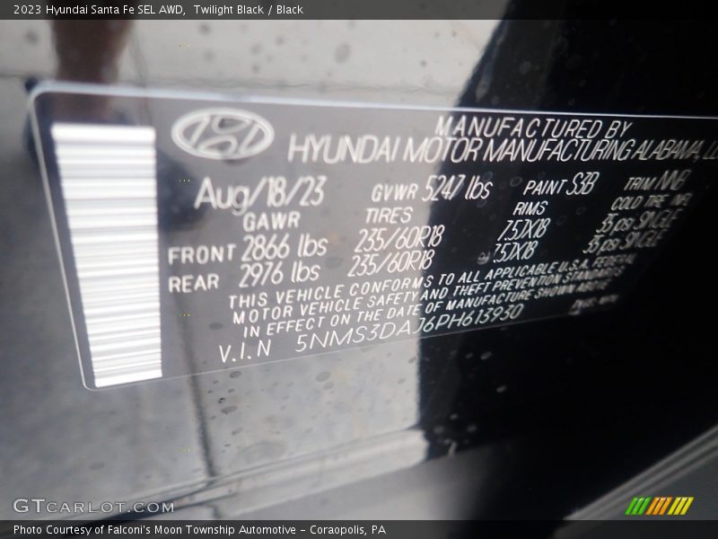 Twilight Black / Black 2023 Hyundai Santa Fe SEL AWD