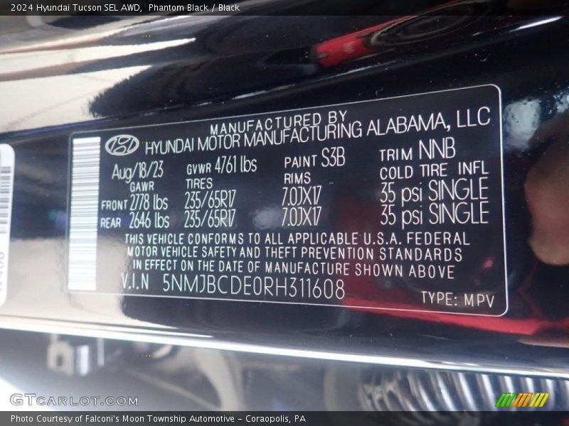Phantom Black / Black 2024 Hyundai Tucson SEL AWD