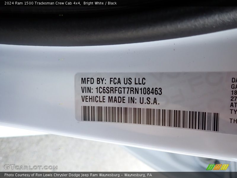 Bright White / Black 2024 Ram 1500 Tradesman Crew Cab 4x4