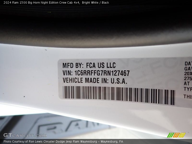 Bright White / Black 2024 Ram 1500 Big Horn Night Edition Crew Cab 4x4