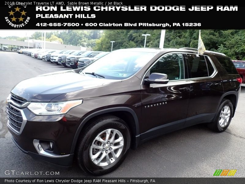 Sable Brown Metallic / Jet Black 2018 Chevrolet Traverse LT AWD
