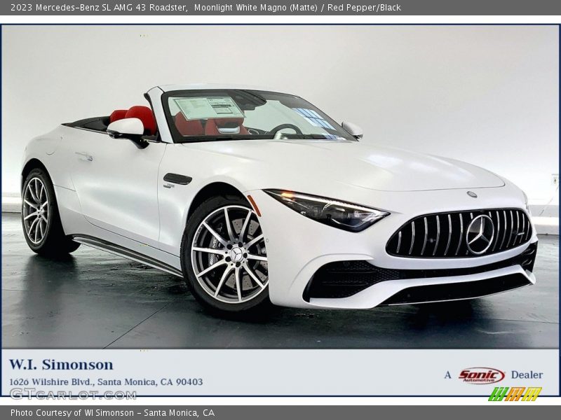 Moonlight White Magno (Matte) / Red Pepper/Black 2023 Mercedes-Benz SL AMG 43 Roadster