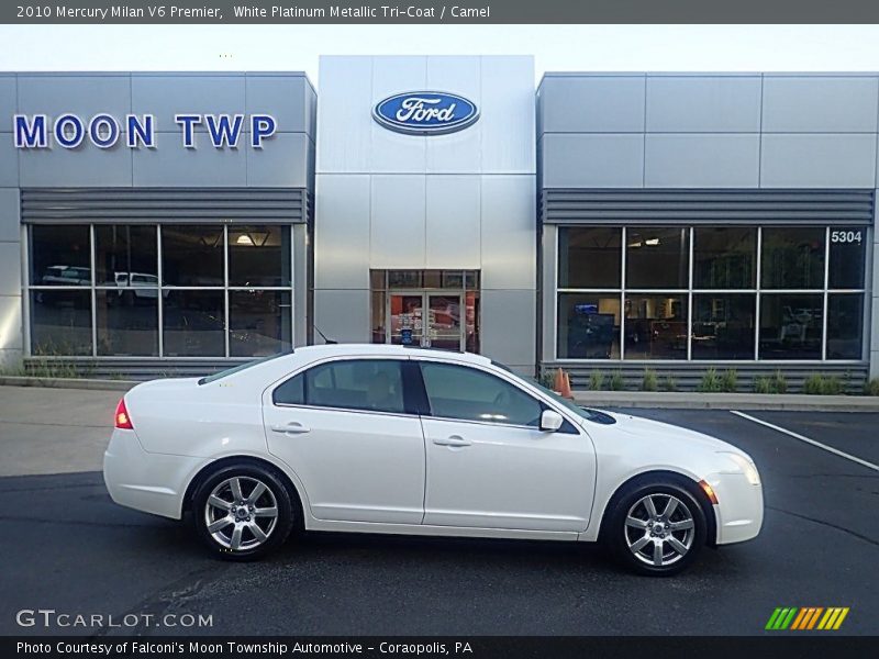 White Platinum Metallic Tri-Coat / Camel 2010 Mercury Milan V6 Premier