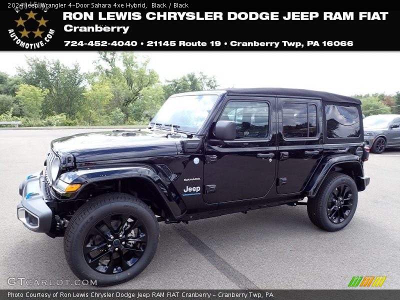 Black / Black 2024 Jeep Wrangler 4-Door Sahara 4xe Hybrid