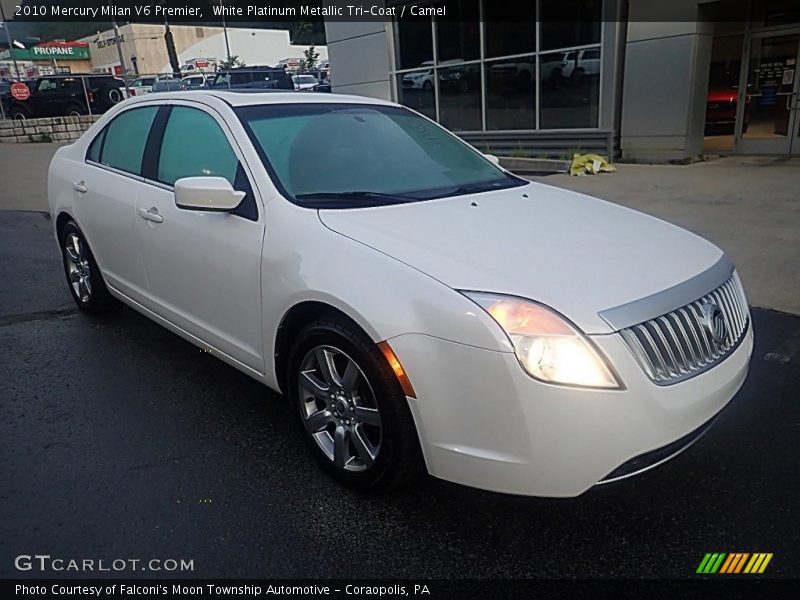 White Platinum Metallic Tri-Coat / Camel 2010 Mercury Milan V6 Premier