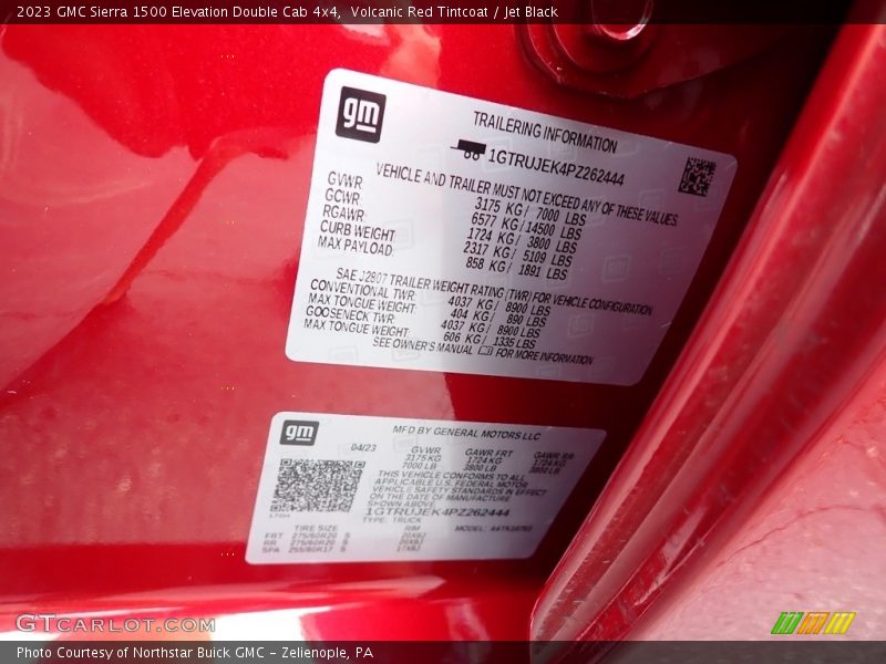 Volcanic Red Tintcoat / Jet Black 2023 GMC Sierra 1500 Elevation Double Cab 4x4