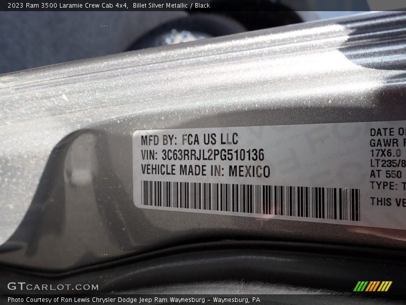 Billet Silver Metallic / Black 2023 Ram 3500 Laramie Crew Cab 4x4