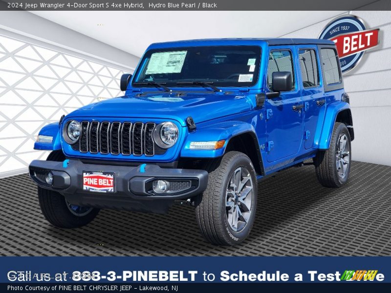 Hydro Blue Pearl / Black 2024 Jeep Wrangler 4-Door Sport S 4xe Hybrid