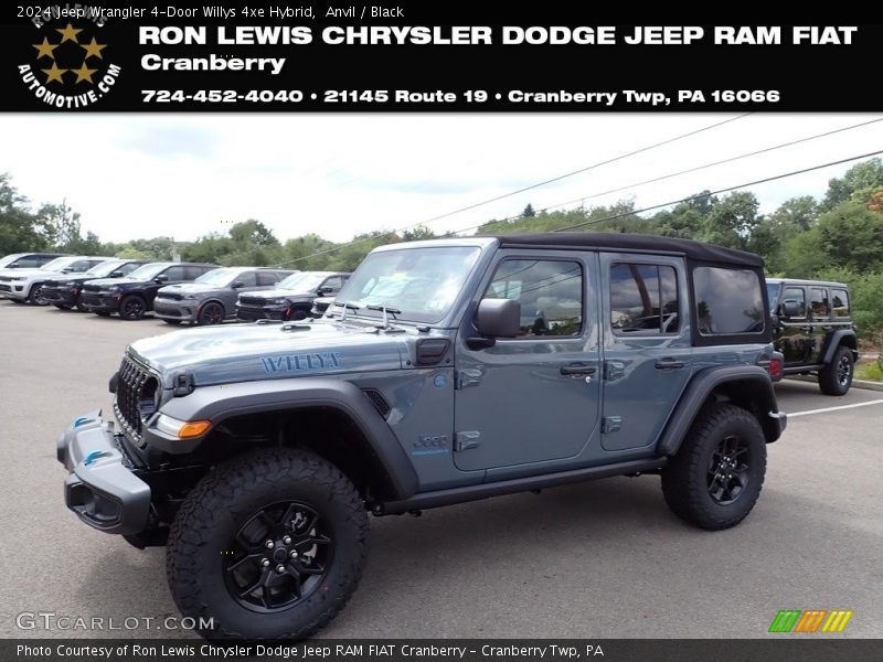 Anvil / Black 2024 Jeep Wrangler 4-Door Willys 4xe Hybrid