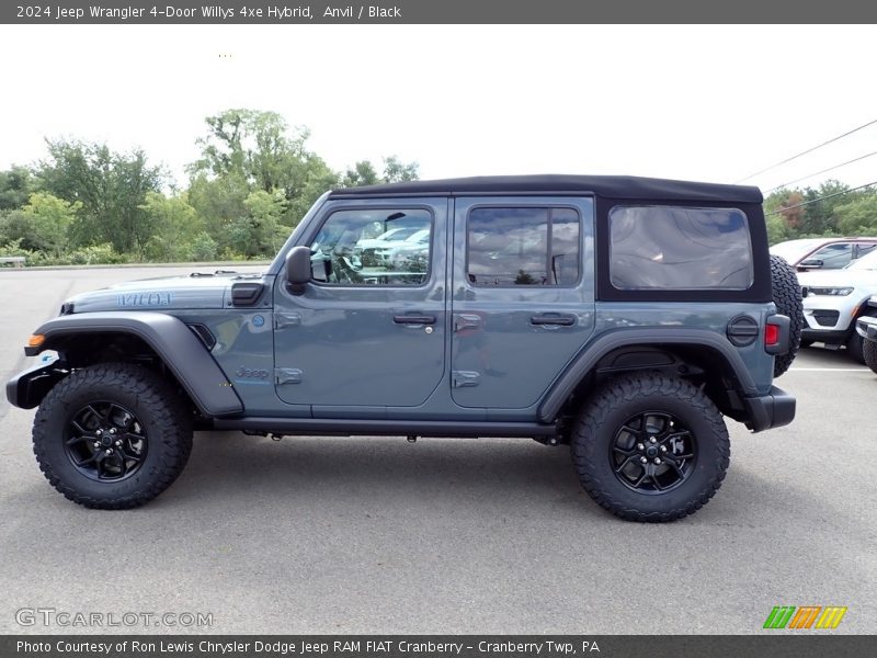 Anvil / Black 2024 Jeep Wrangler 4-Door Willys 4xe Hybrid