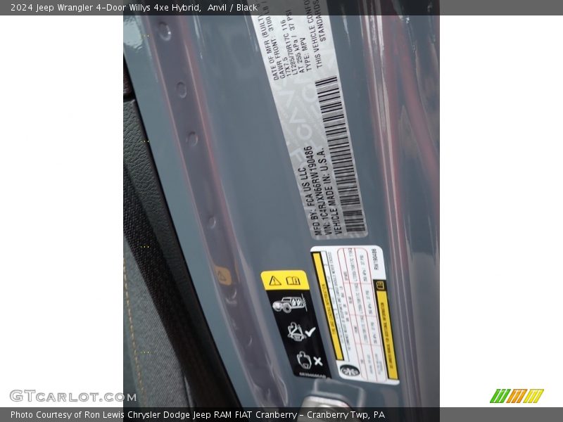 Anvil / Black 2024 Jeep Wrangler 4-Door Willys 4xe Hybrid