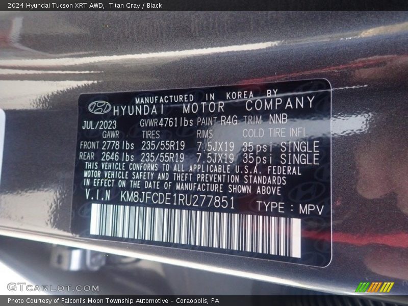 2024 Tucson XRT AWD Titan Gray Color Code R4G