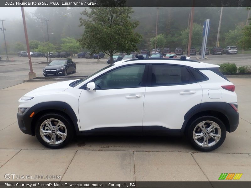 Lunar White / Gray 2023 Hyundai Kona SEL AWD