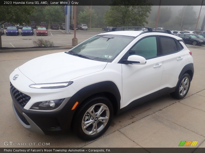 Lunar White / Gray 2023 Hyundai Kona SEL AWD
