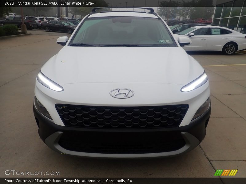 Lunar White / Gray 2023 Hyundai Kona SEL AWD