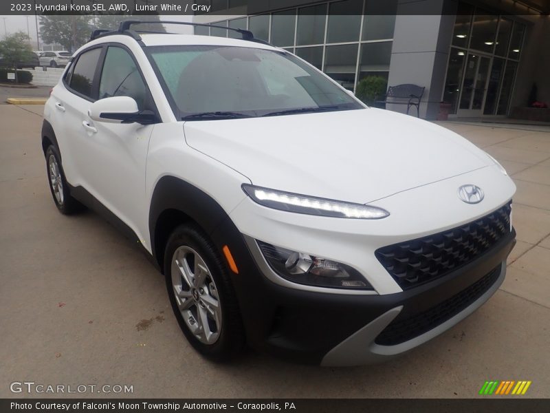 Lunar White / Gray 2023 Hyundai Kona SEL AWD
