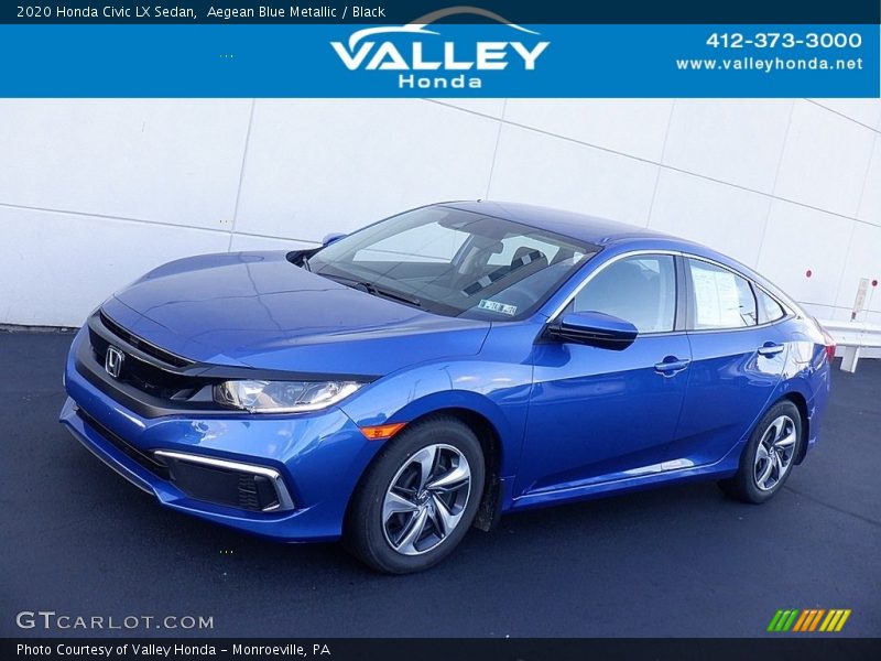 Aegean Blue Metallic / Black 2020 Honda Civic LX Sedan