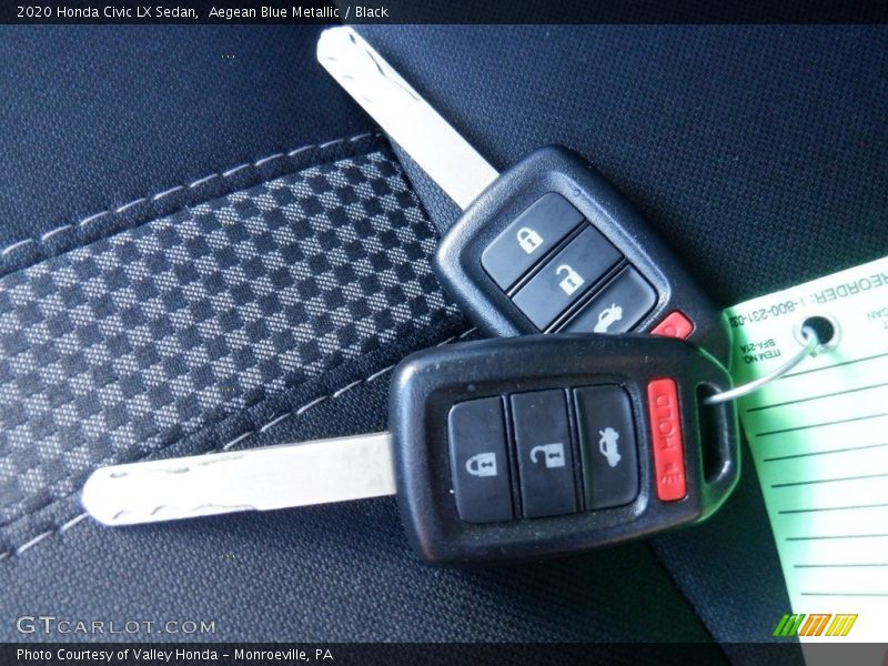 Aegean Blue Metallic / Black 2020 Honda Civic LX Sedan