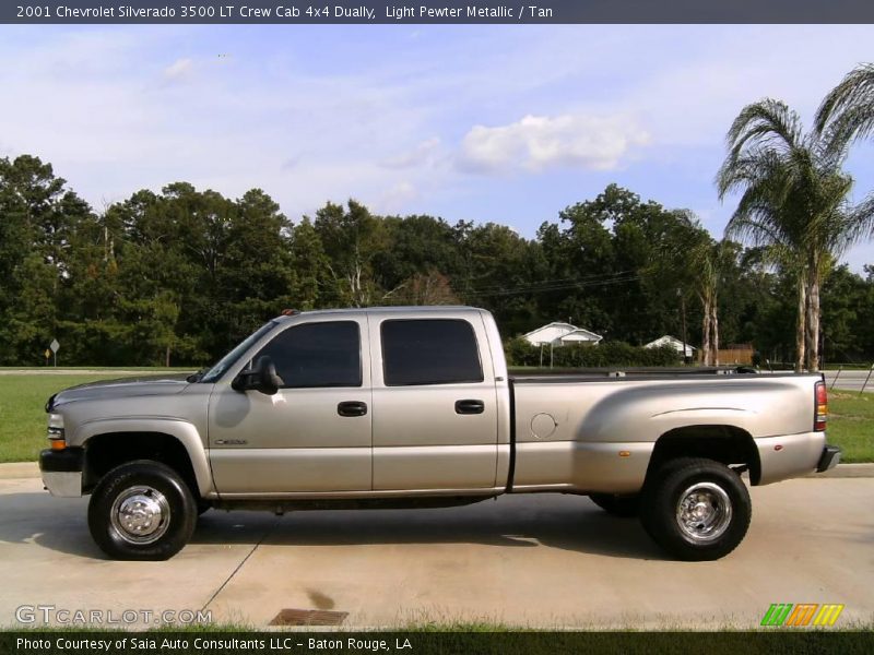 Light Pewter Metallic / Tan 2001 Chevrolet Silverado 3500 LT Crew Cab 4x4 Dually